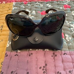 Ray-Ban Women's Glossy Dark Brown Oversized Sunglasses